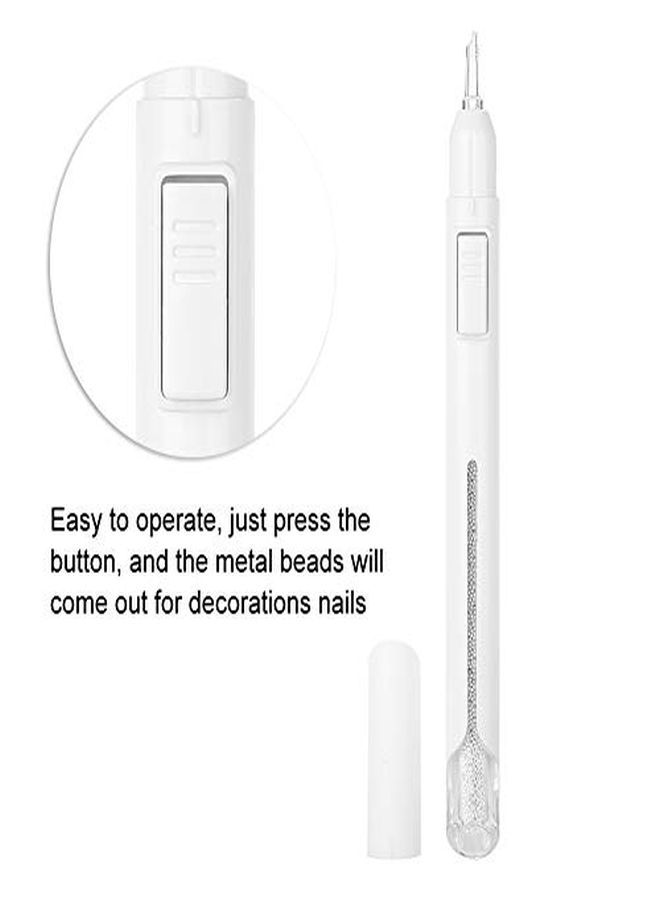 0.8Mm Salon Multi-Functional Nail Beads Dotting Bullion Pen, Nail Dotting Manicure Decoration Tool, Art Rhinestones Gems Drawing Nail Art Dotting Pen(Silver)
