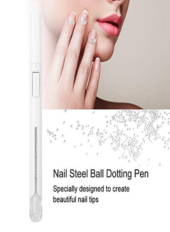 0.8Mm Salon Multi-Functional Nail Beads Dotting Bullion Pen, Nail Dotting Manicure Decoration Tool, Art Rhinestones Gems Drawing Nail Art Dotting Pen(Silver)