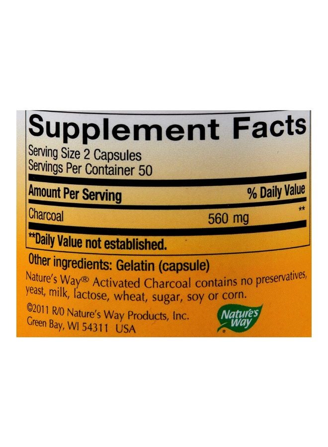 Activated Charcoal Dietary Supplement-100 Capsules