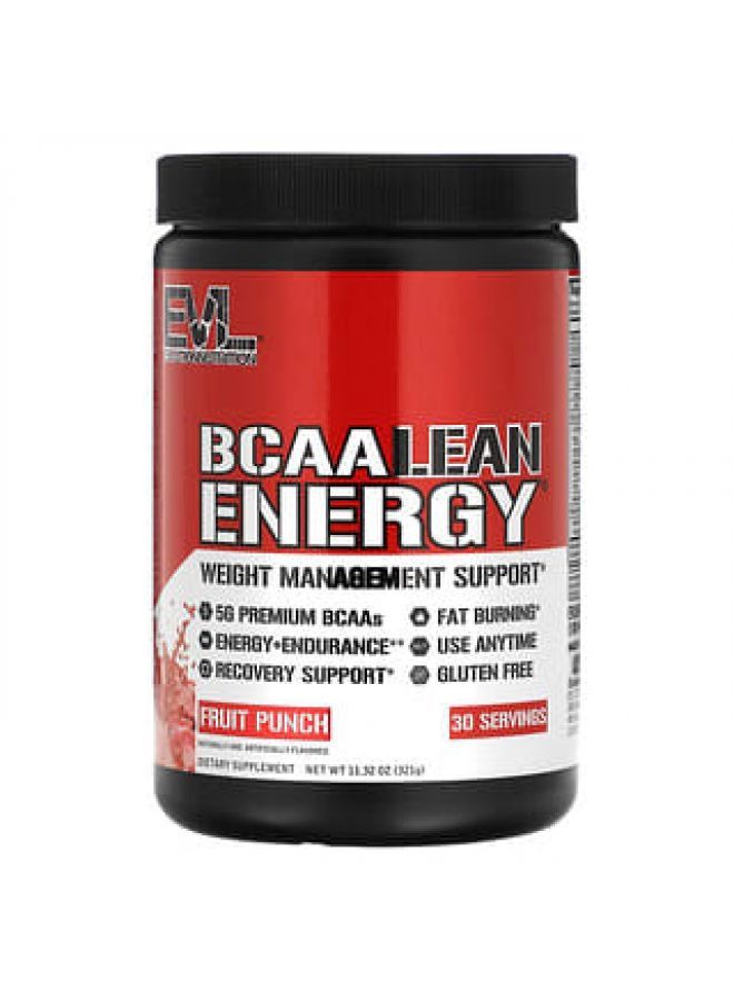 EVLution Nutrition BCAA LEAN ENERGY Fruit Punch 11.32 oz (321 g)