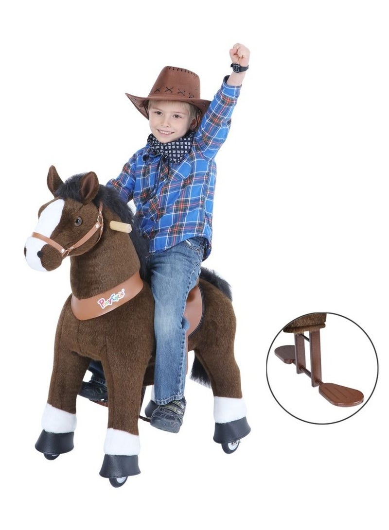 Official Licensed Kids Riding Horse Toy No Battery No Electricity Indoor and Outdoor best Gift for Kids 4 to 9 years - Medium Choco Brown