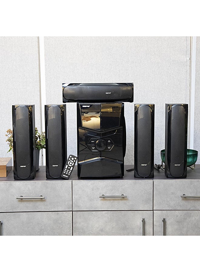 5.1 Channel Multimedia Speaker System With Remote Control- FM Radio, Bluetooth, USB Input, SD Card Reader, Karaoke Function| LED Display, 50000W PMPO Speaker Unit| 2 Years Warranty GMS8578 Black GMS8578 Black