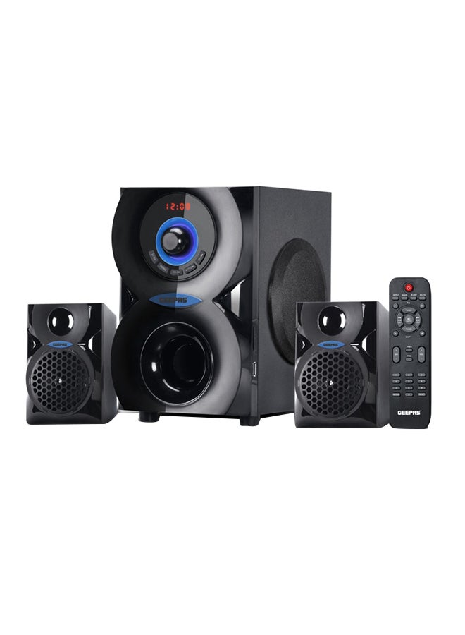 2.0 Channel Multimedia  Speaker System | Remote Control, USB Input, SD Card Reader, FM Radio, Bluetooth| LED Display, 30000W PMPO Speakers Unit | 2 Years Warranty GMS8585 Black GMS8585 Black