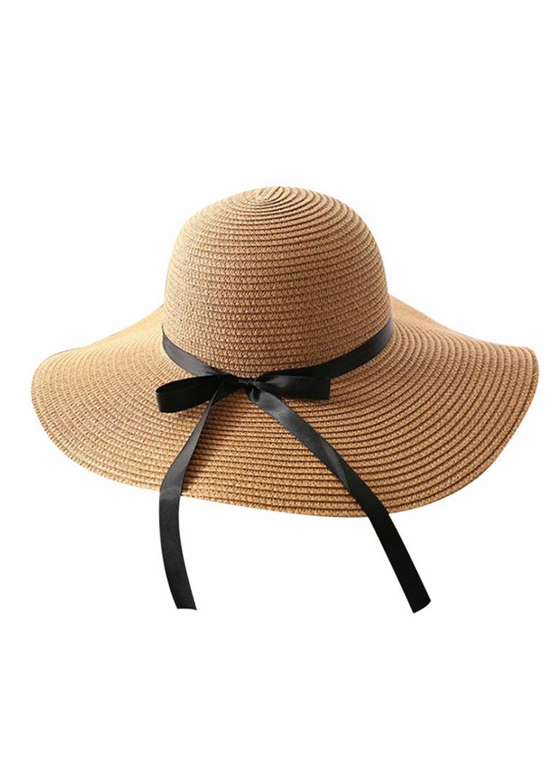 Women Sun Hat Summer Panama Straw Fedora Beach for Wide Brim UV Protection Hats, Use Hiking Desert