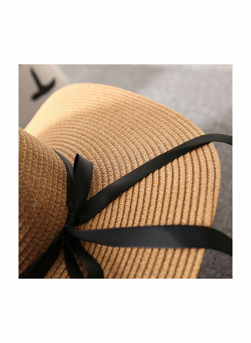 Women Sun Hat Summer Panama Straw Fedora Beach for Wide Brim UV Protection Hats, Use Hiking Desert