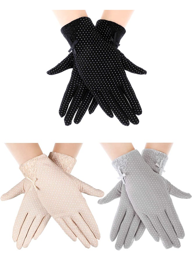 3 Pair Casual Printed Gloves Black/Beige/Grey