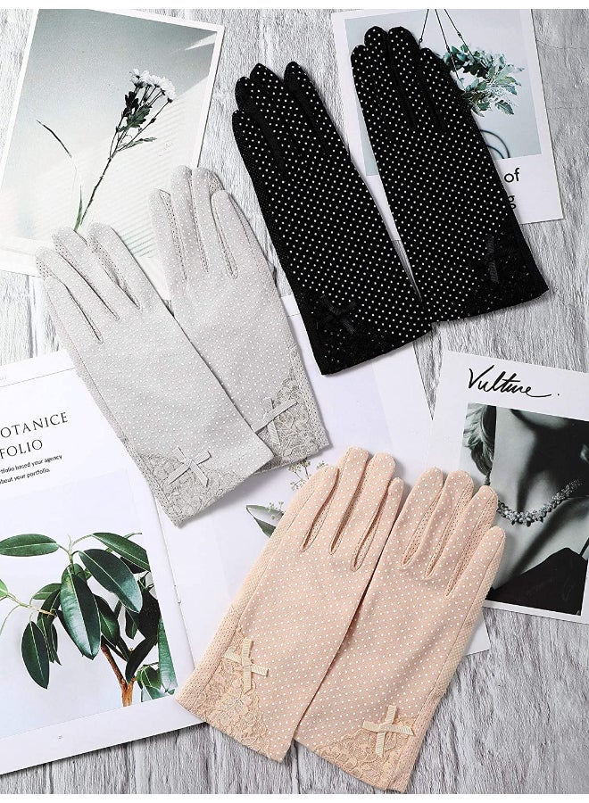 3 Pair Casual Printed Gloves Black/Beige/Grey