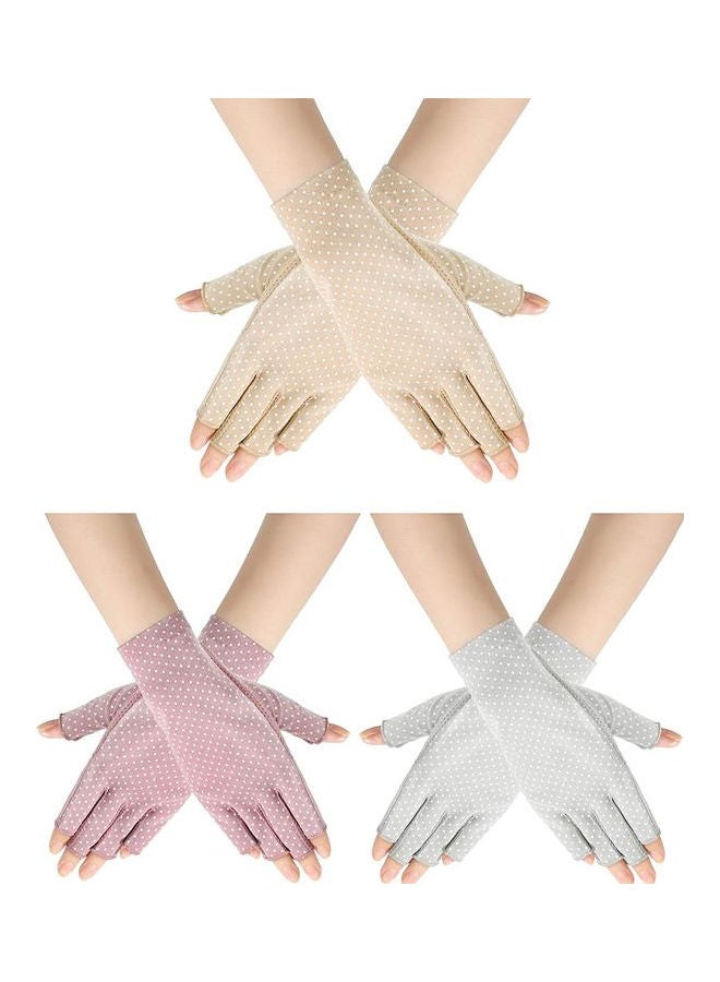 3 Pair Casual Printed Gloves Pink/Blue/Beige