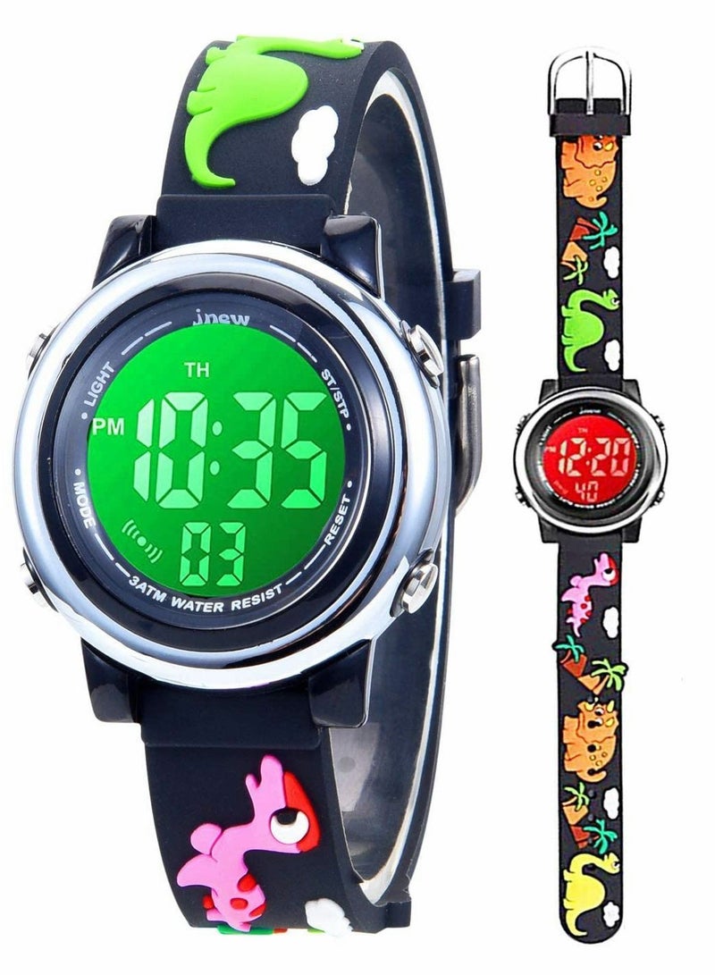 Toddler Kids Digital Watches,3D Cute Cartoon 7 Color Lights Waterproof Sport Electronic Wrist Watch with Alarm Stopwatch for 3-10 Year Boys Girls Little Children