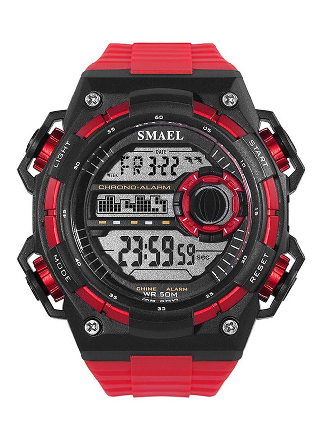boys Water Resistant Rubber Digital Watch Smael-50-RED