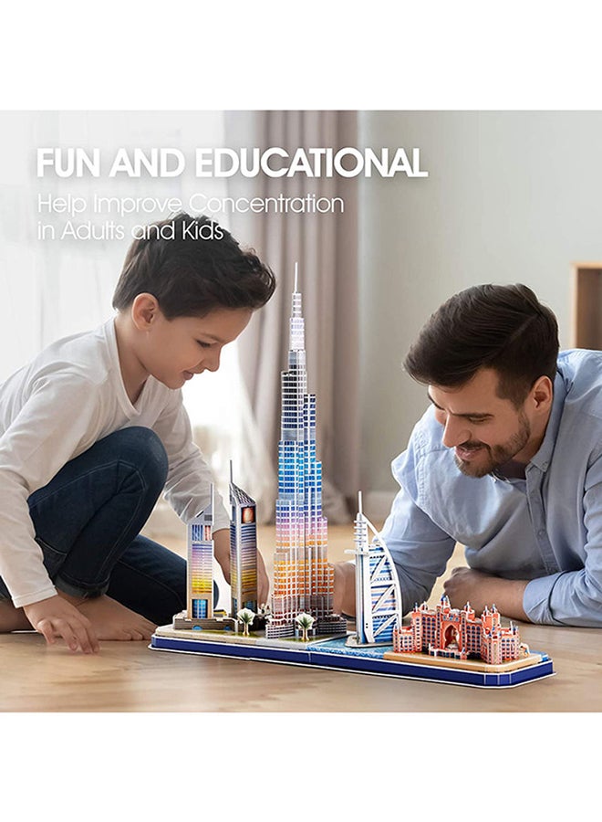 3D Puzzle with LED Lighting Dubai Cityline Architecture Model