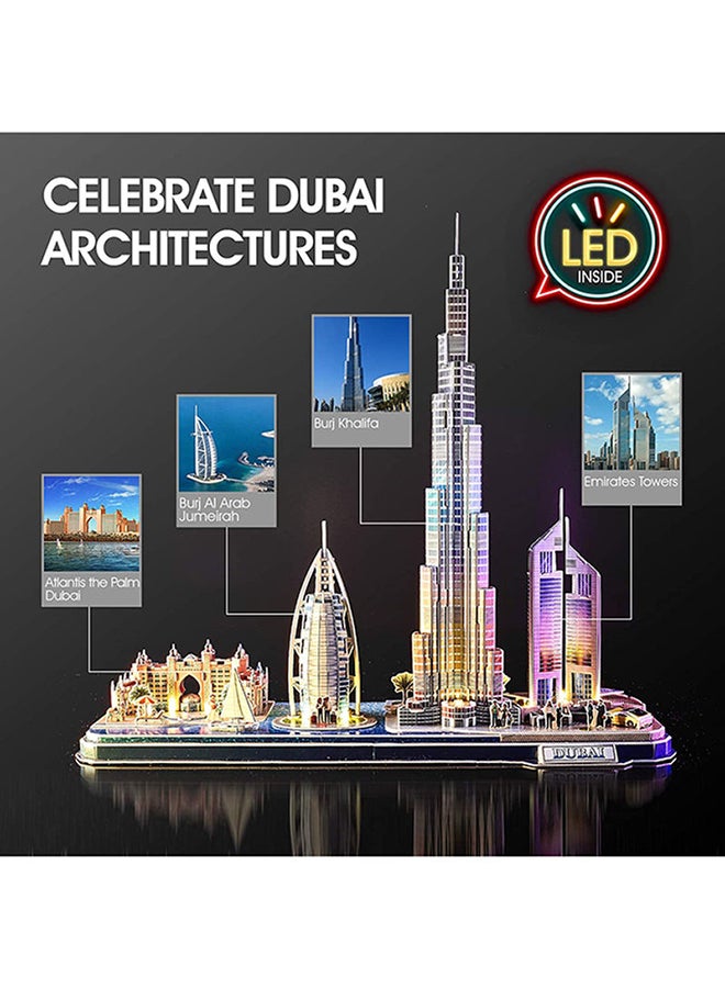 3D Puzzle with LED Lighting Dubai Cityline Architecture Model