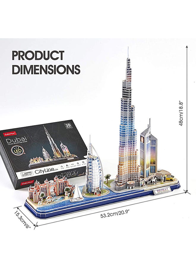 3D Puzzle with LED Lighting Dubai Cityline Architecture Model