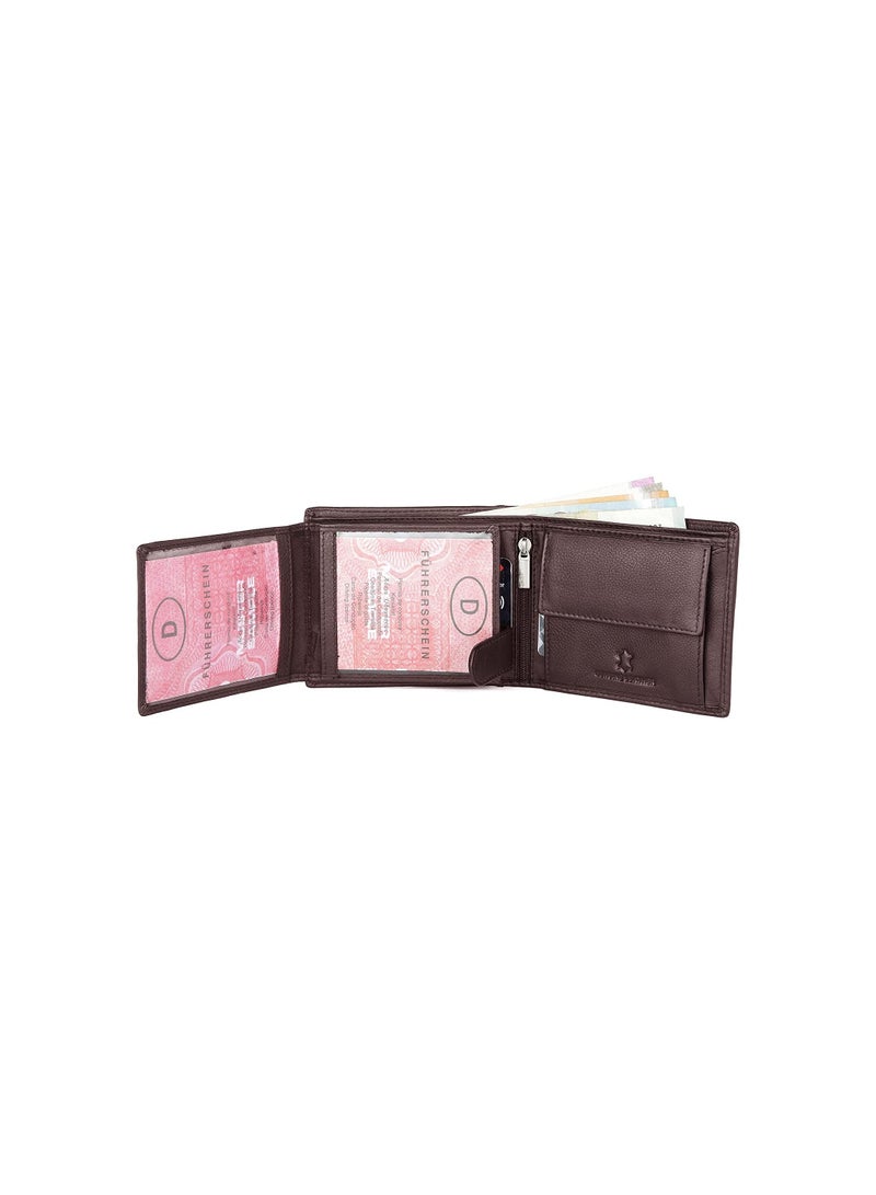 India RFID Protected Leather Mens Wallet Brown