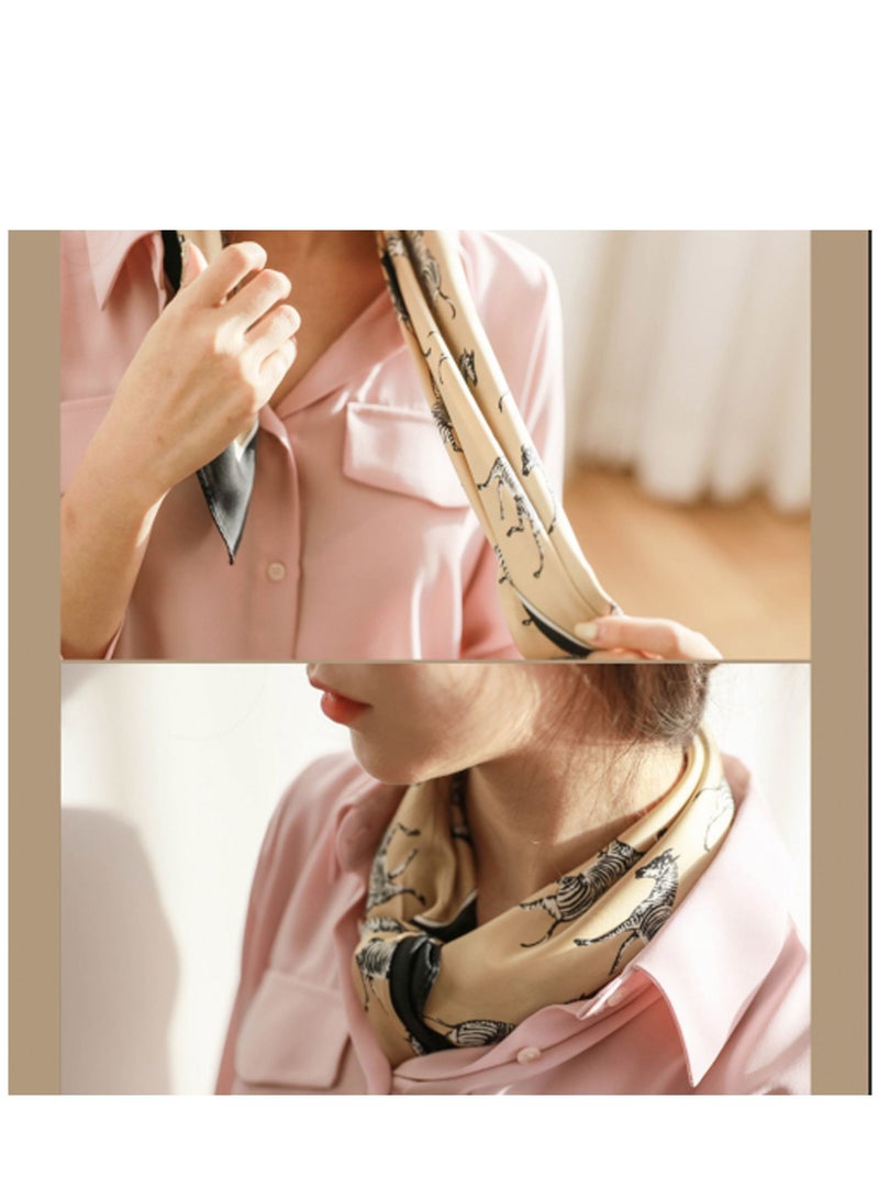Small Silk Scarf, Women Multifunction All-match Decoration Hair Tie Fashion Retro Headwear Neckercief