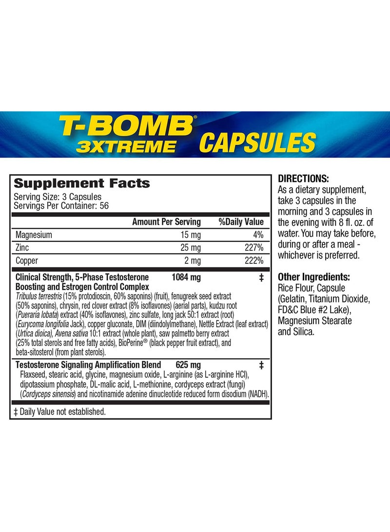 T-Bomb 3xtreme Dietary Supplement - 168 Capsules