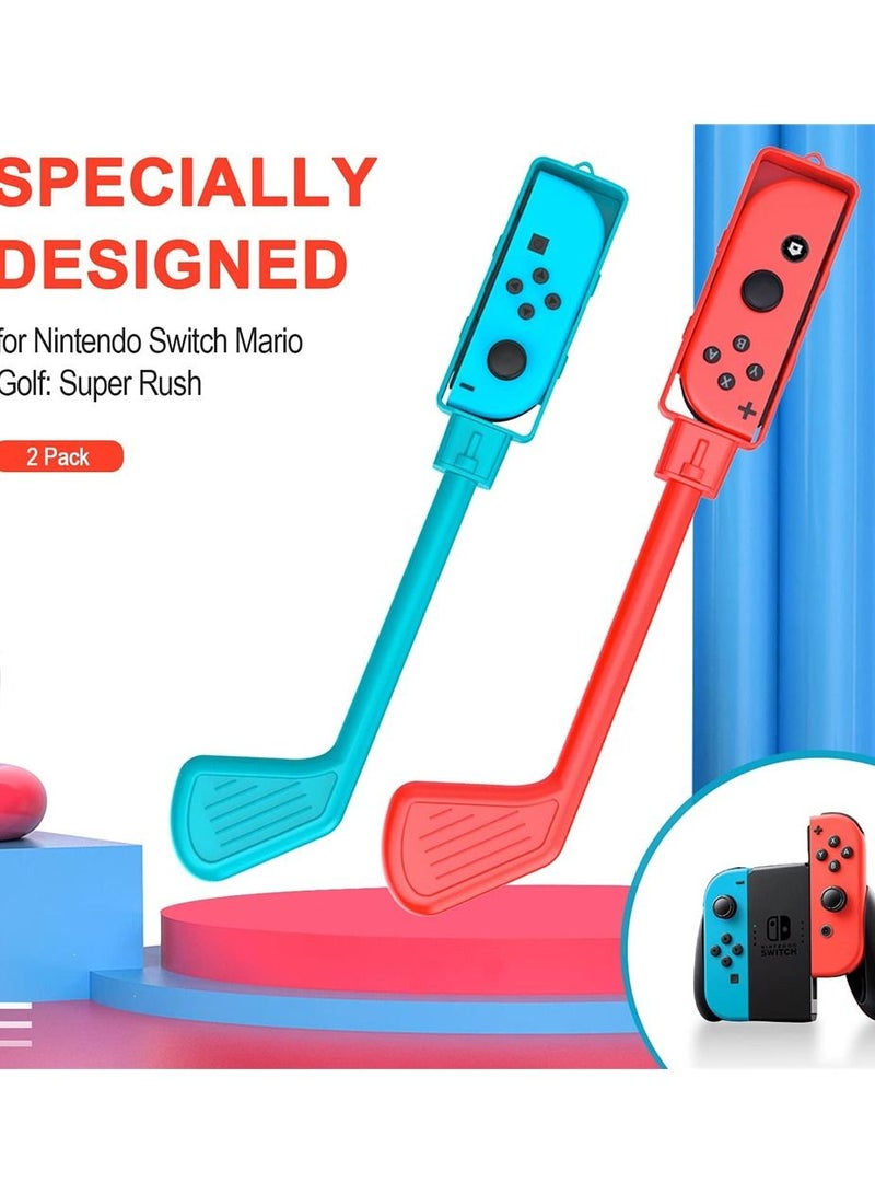 2pcs Golf Clubs Compatible with for Nintendo Switch Mario Super Rush Game, Handle Hand Strap Game Accessories Grips Fit Switch/Switch OLED Joy-Con Controller
