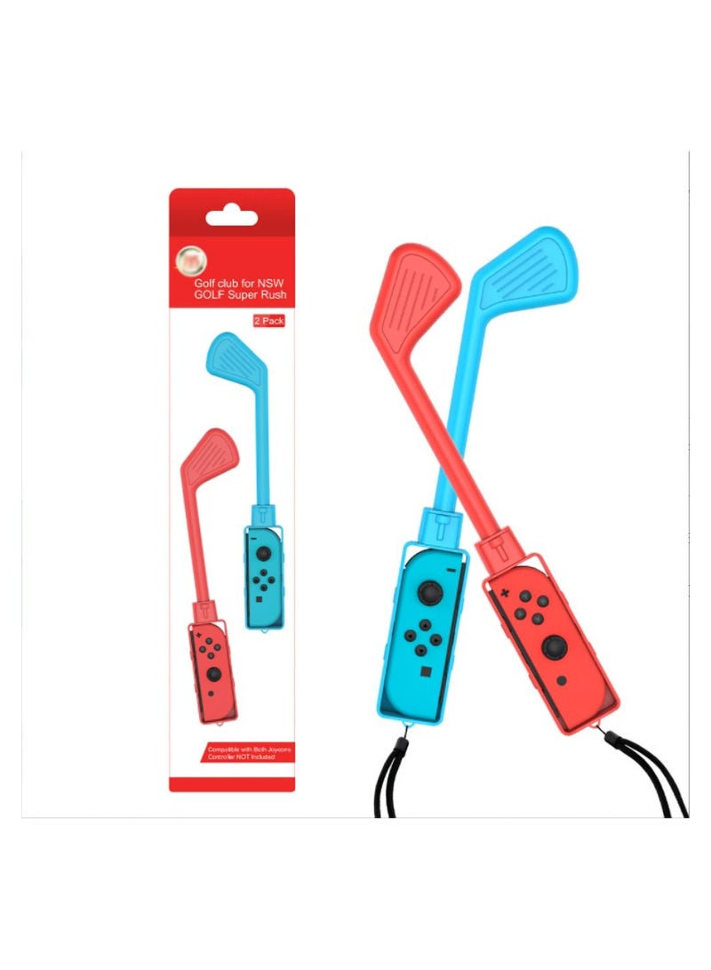 2pcs Golf Clubs Compatible with for Nintendo Switch Mario Super Rush Game, Handle Hand Strap Game Accessories Grips Fit Switch/Switch OLED Joy-Con Controller