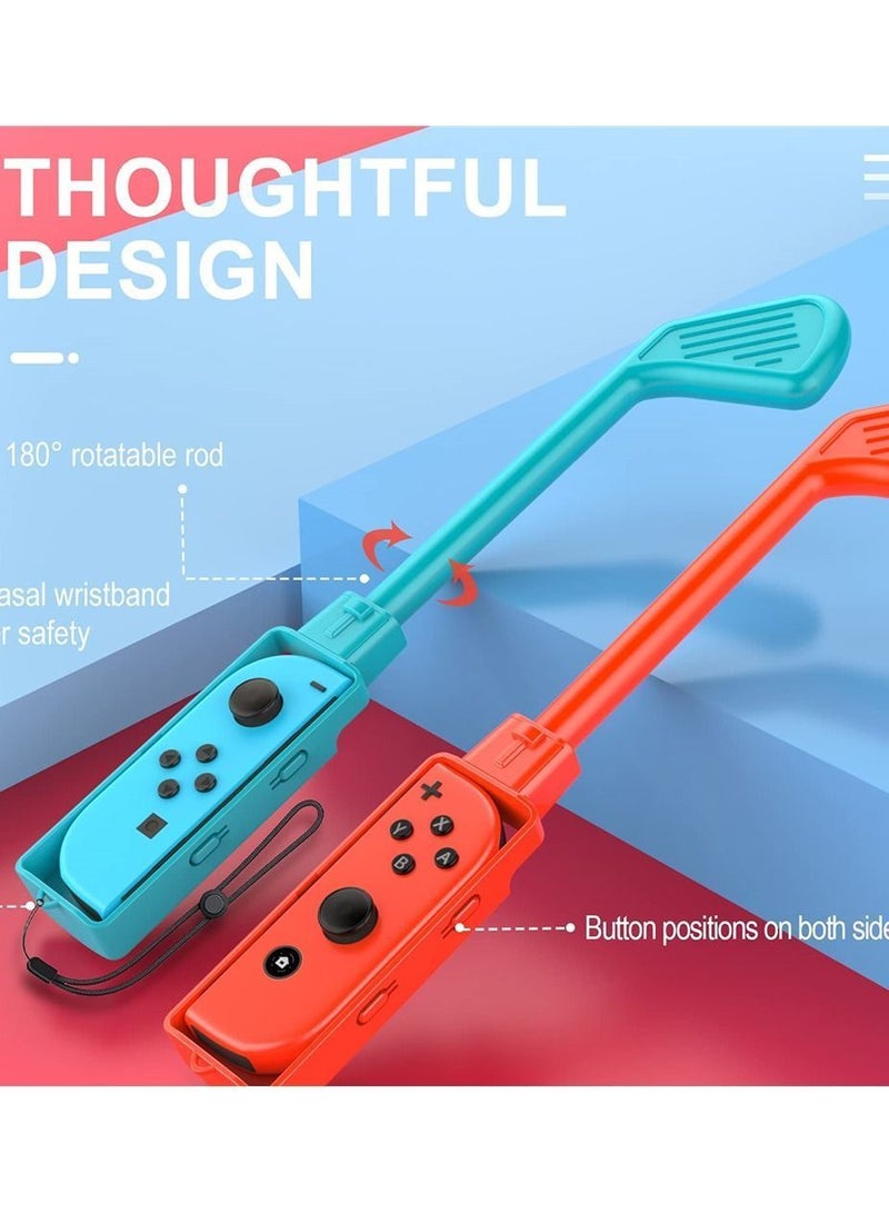 2pcs Golf Clubs Compatible with for Nintendo Switch Mario Super Rush Game, Handle Hand Strap Game Accessories Grips Fit Switch/Switch OLED Joy-Con Controller