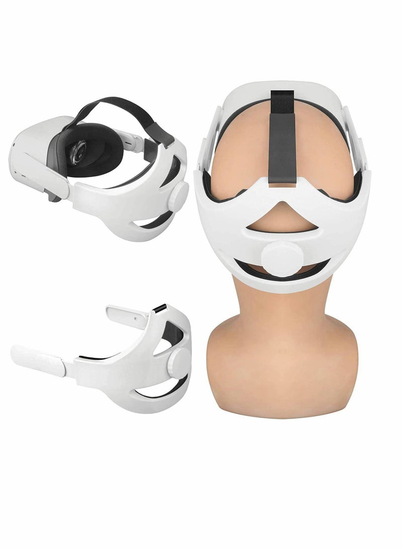Head Strap Compatible for Oculus Quest 2 Replacement Elite Adjustable Comfortable with Cushion Reduce Pressure (White)
