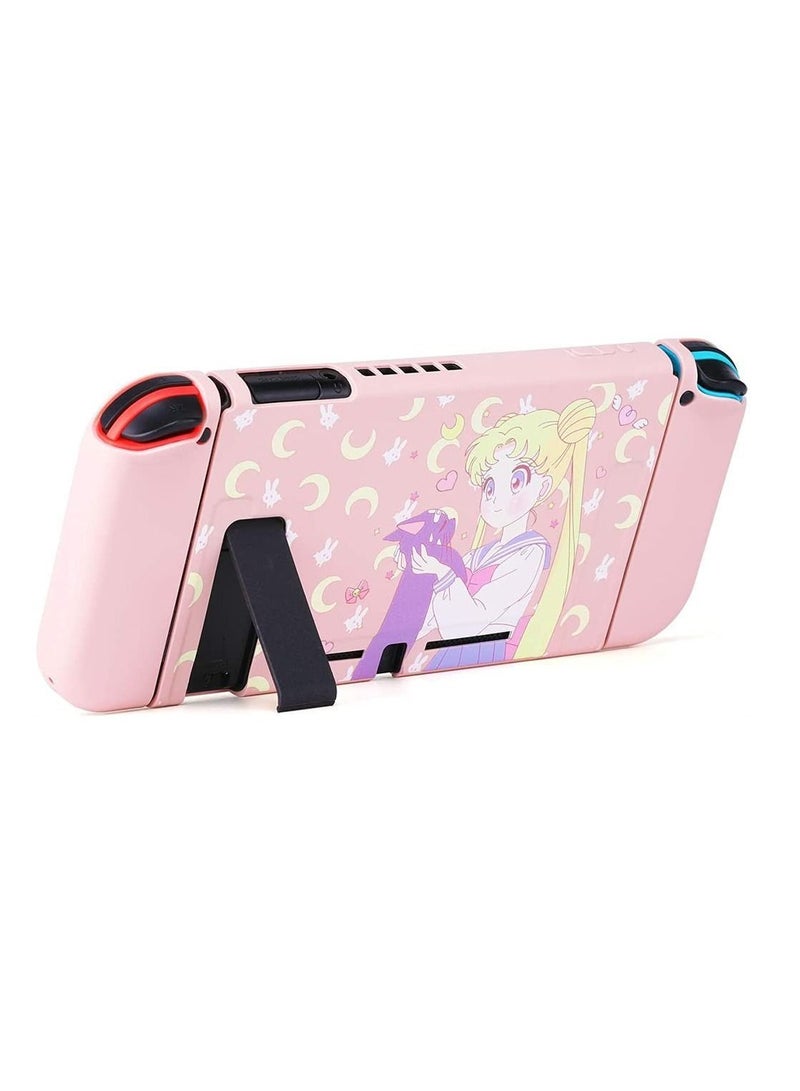 Switch Protective Cover,Cute Liquid Silicone Case for Switch, Soft Slim Grip Cover Shell Console and Joy Con, Scratch, Crack Resistant, Easy Install (Sailor Moon)