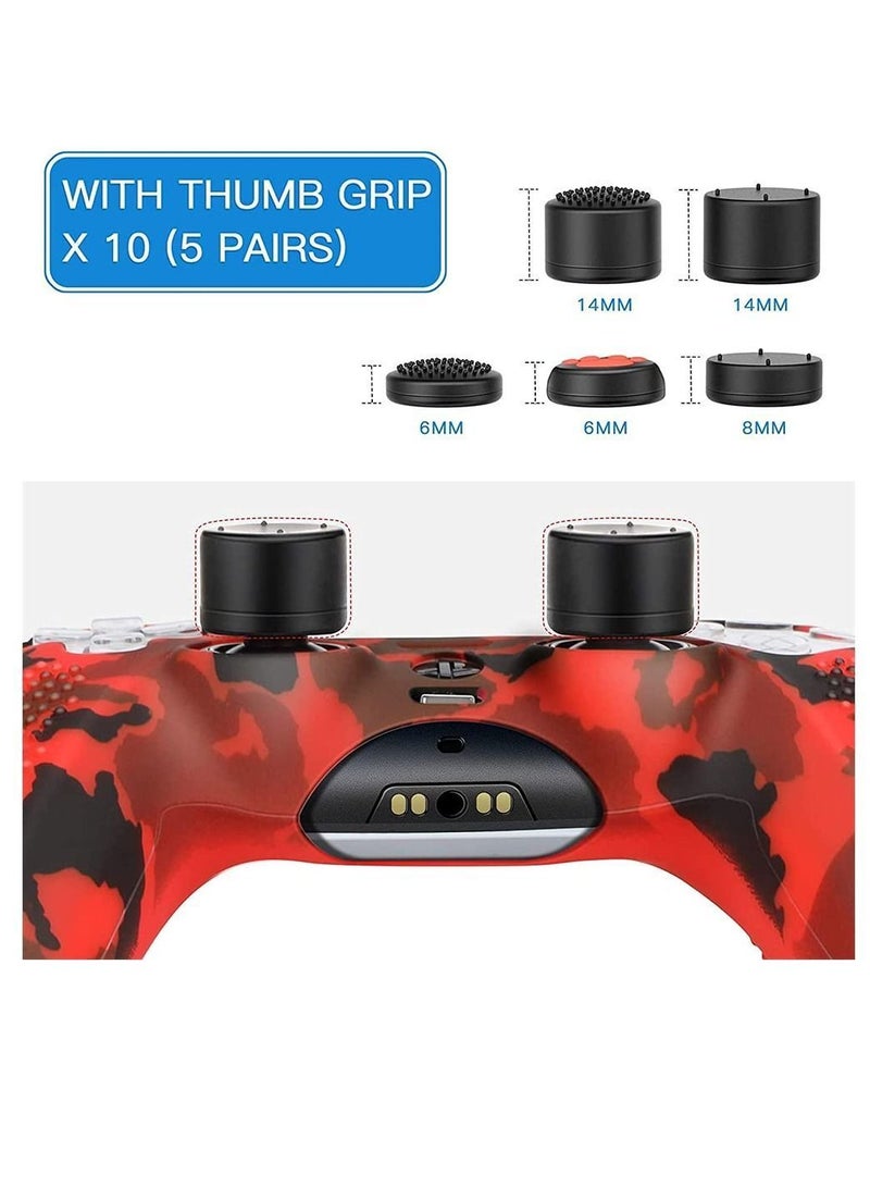 Silicone Shell Accessories For PS5 Wireless Controller Handles With Non Slip Dust Protection Cover, Handle x 1, Thumb 10 (Red Camouflage)
