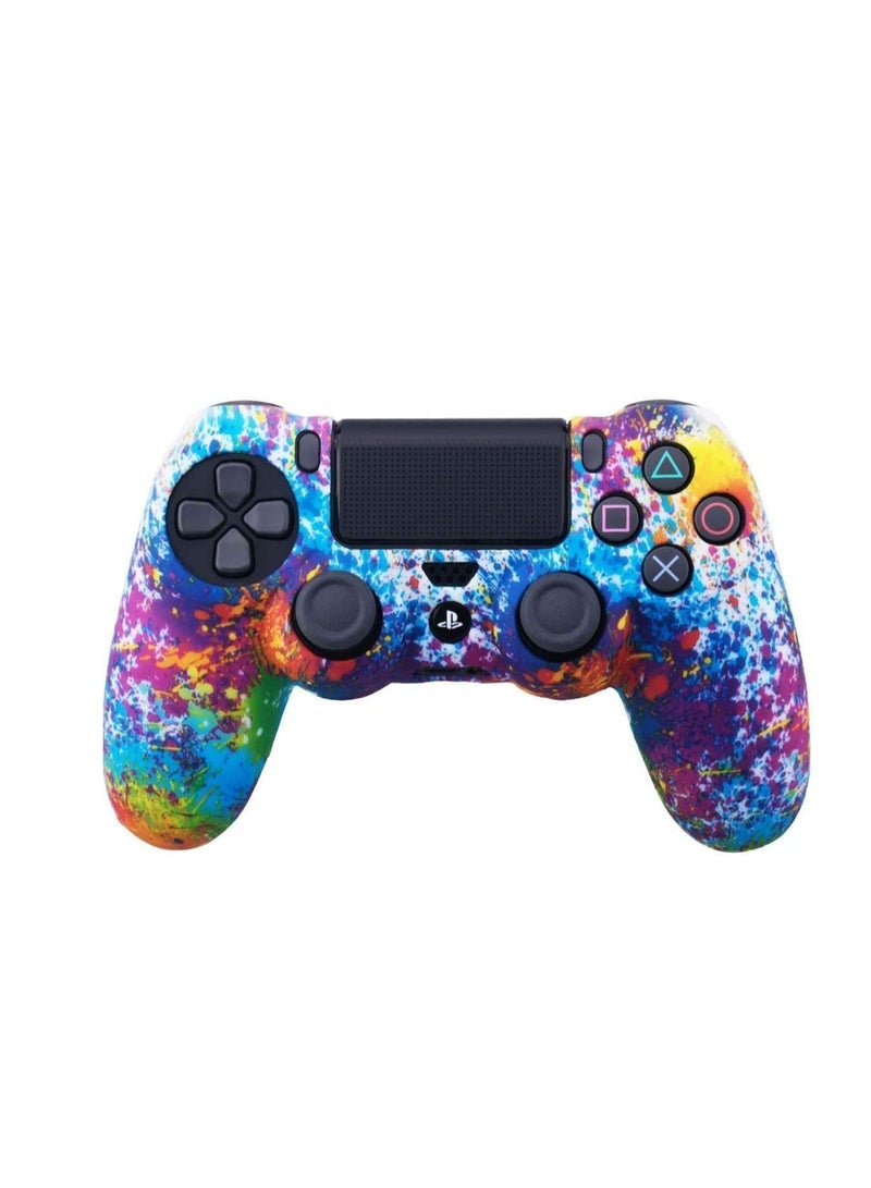 Skin Water Transfer Printing Camouflage Silicone Cover Case for Sony PS4 Slim Pro Dualshock 4 Controller 1 Spashing Paint with Thumb Grips