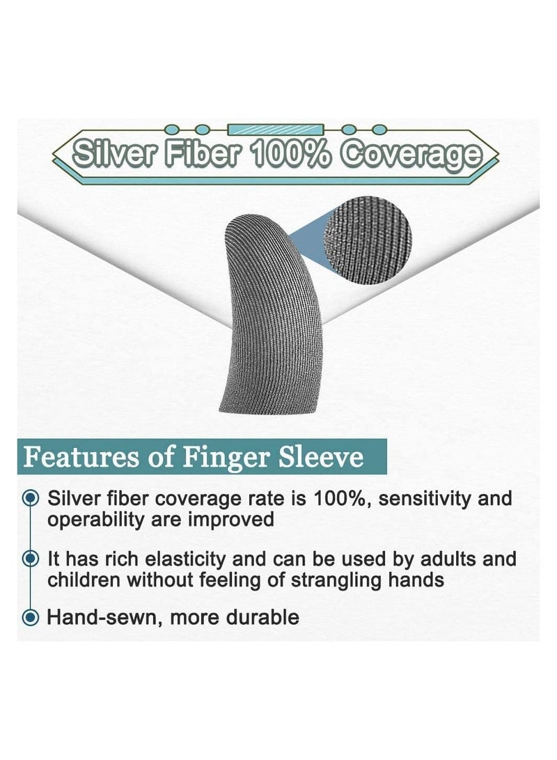 PUBG Mobile Game Finger Sleeve Sets, Sterling Silver Fiber, Anti-Sweat Breathable Full Touch Screen Sensitive Shoot Aim Joysticks Set, Rules of Survival (5 Pack, Gray)