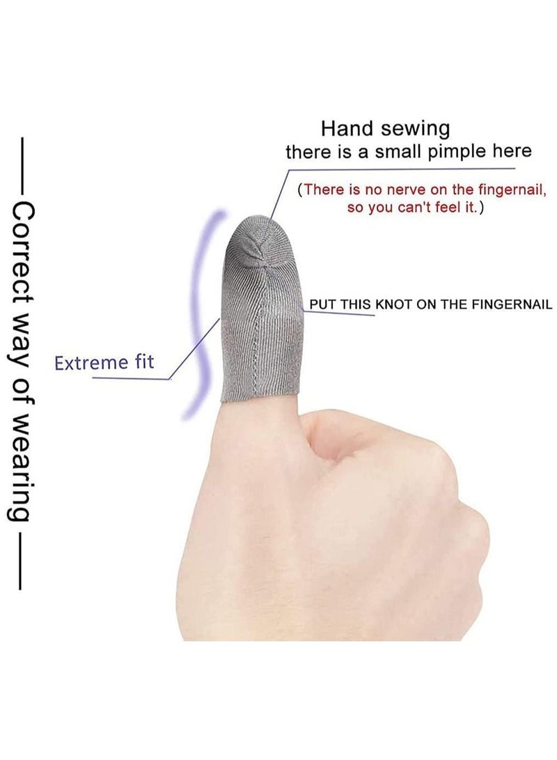 PUBG Mobile Game Finger Sleeve Sets, Sterling Silver Fiber, Anti-Sweat Breathable Full Touch Screen Sensitive Shoot Aim Joysticks Set, Rules of Survival (5 Pack, Gray)