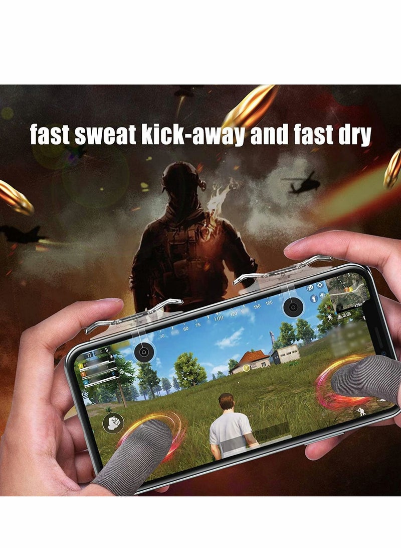 Finger Sleeves for Gaming, 12Pcs Highly Sensitive Anti-Sweat Breathable Covers, with 2Pcs Mobile L1R1 Game Triggers Phone Games, Six-finger Linkage, Shooter Controller Joysticks
