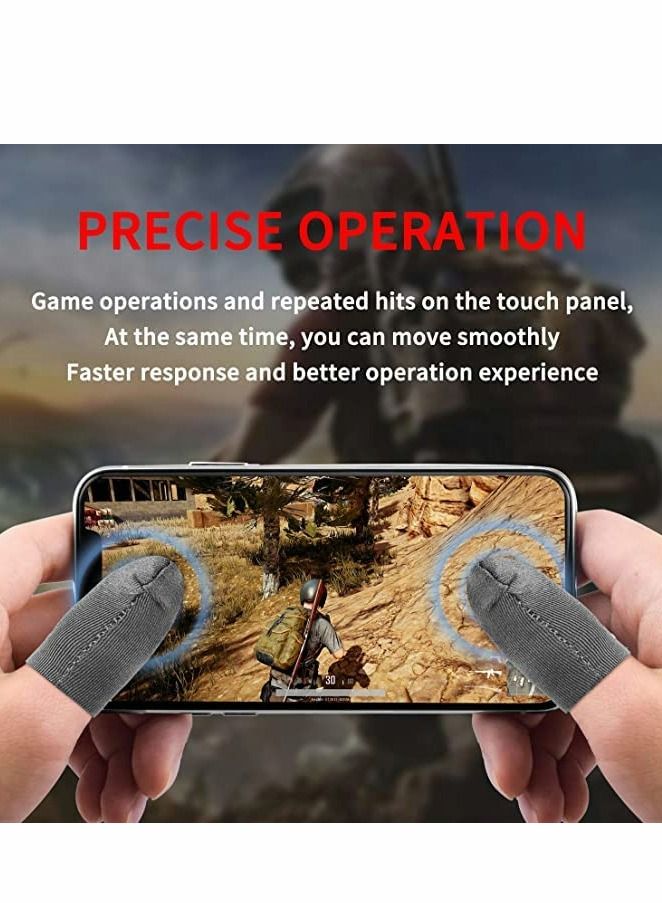 Finger Sleeves for Gaming, 12Pcs Highly Sensitive Anti-Sweat Breathable Covers, with 2Pcs Mobile L1R1 Game Triggers Phone Games, Six-finger Linkage, Shooter Controller Joysticks
