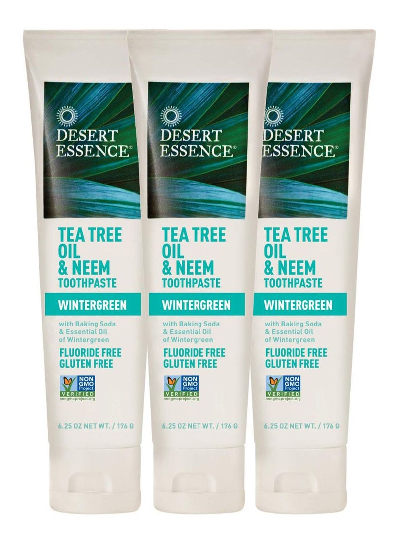 3-Piece Tea Tree Oil And Neem Toothpaste Set
