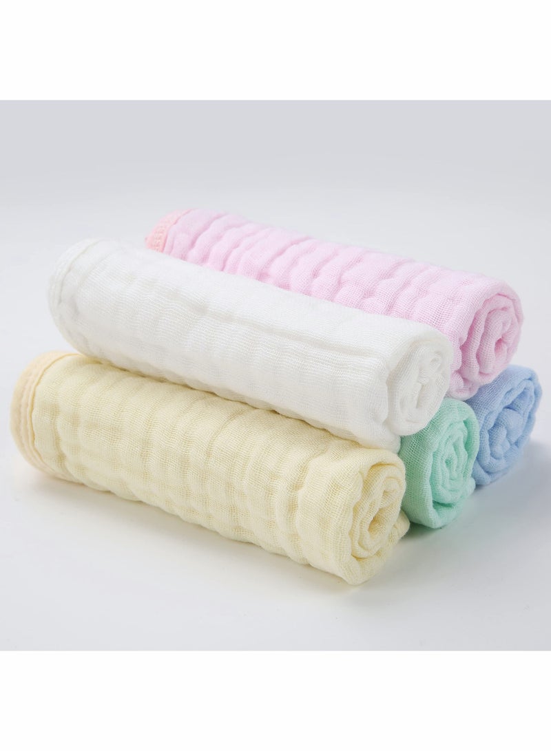 Baby Muslin Washcloths, Natural Purified Muslin Cotton Baby Wipes 6 Layer Absorbent Soft Newborn Baby Face Towel for Sensitive Skin, Baby Registry as Shower 5 Pack 10x10 inches