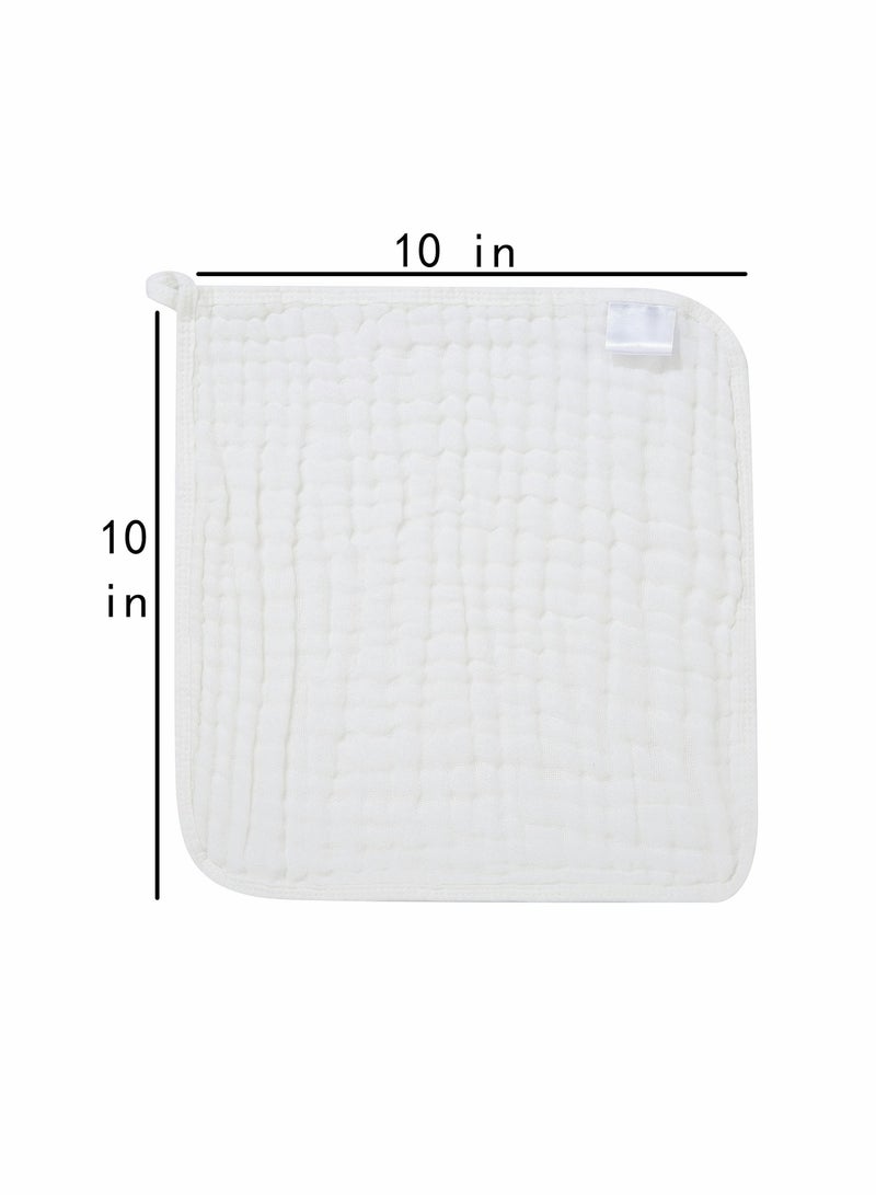 Baby Muslin Washcloths, Natural Purified Muslin Cotton Baby Wipes 6 Layer Absorbent Soft Newborn Baby Face Towel for Sensitive Skin, Baby Registry as Shower 5 Pack 10x10 inches