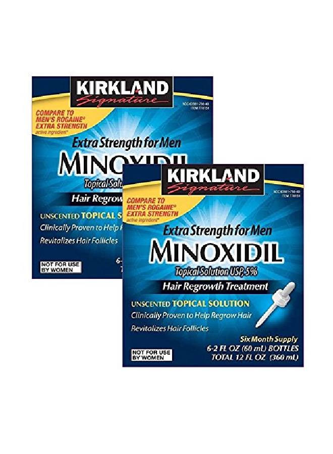 Minoxidil For Men 5% Minoxidil Hair Regrowth Treatment 12 Months Supply Unscented 1 Year White