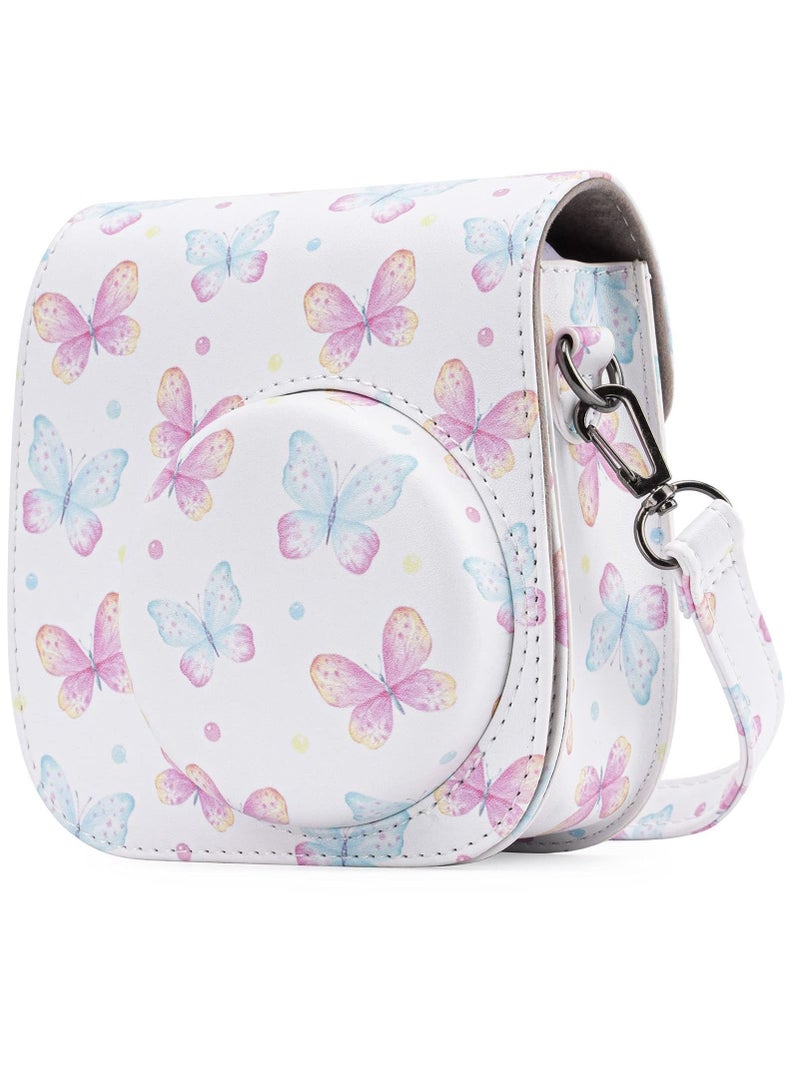 Case for Fujifilm Instax Mini 11/9 / 8 Instant Film Cameras with Accessory Pocket and Detachable/Adjustable Shoulder Strap (Butterfly)