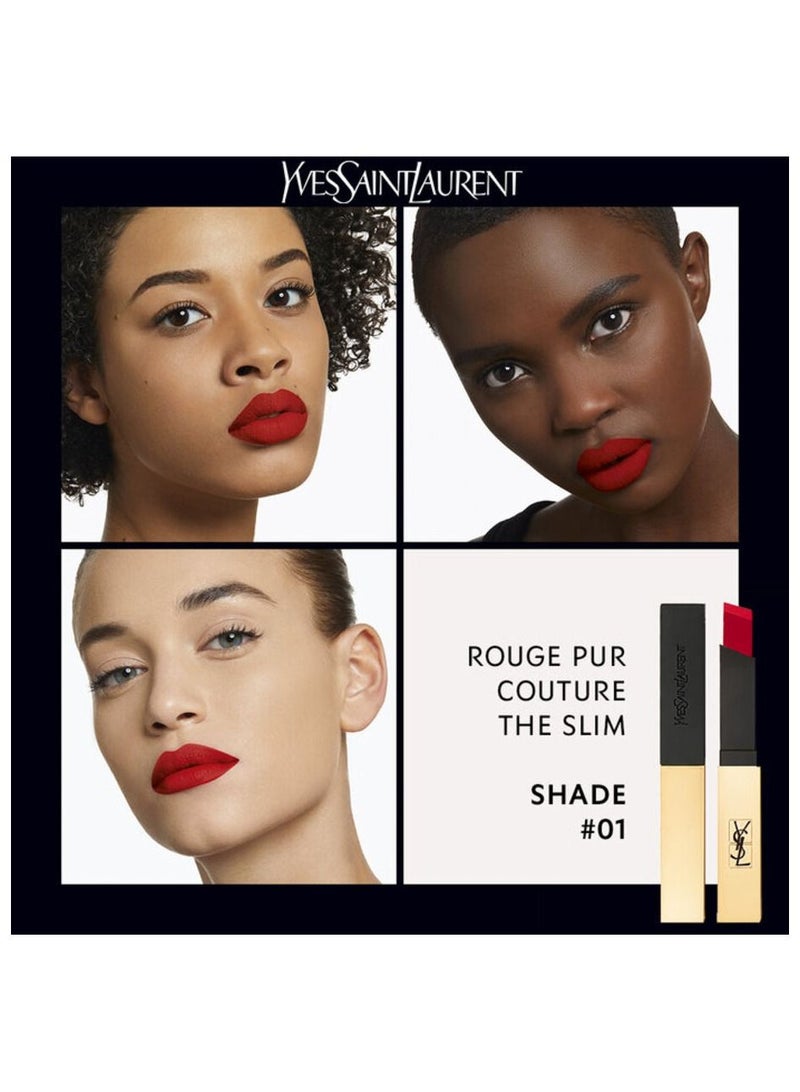 ROUGE PUR COUTURE THE SLIM LEATHER-MATTE LIPSTICK 2.2G - 1 ROUGE EXTRAVAGANT