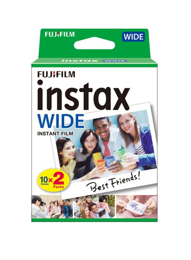 20-Piece Wide Photo Paper For Instax WIDE 300 White