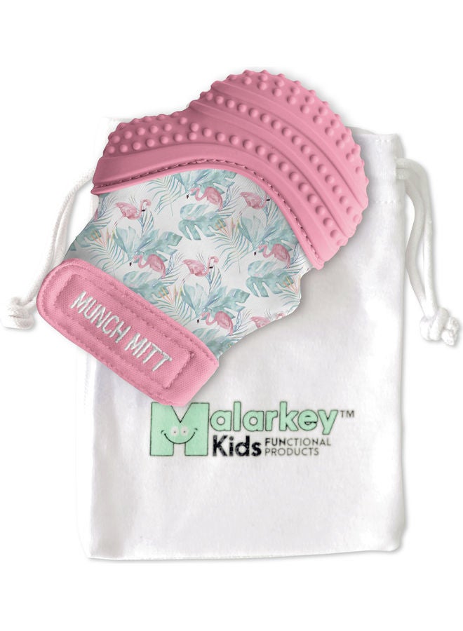 Flamingo Printed Munch Mitt Teether With Travel Bag