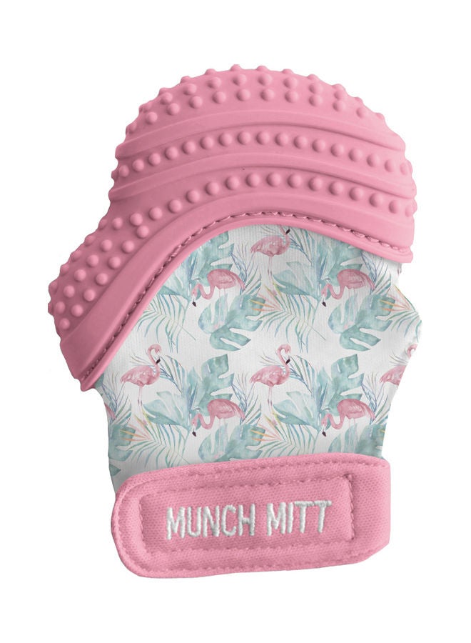 Flamingo Printed Munch Mitt Teether With Travel Bag