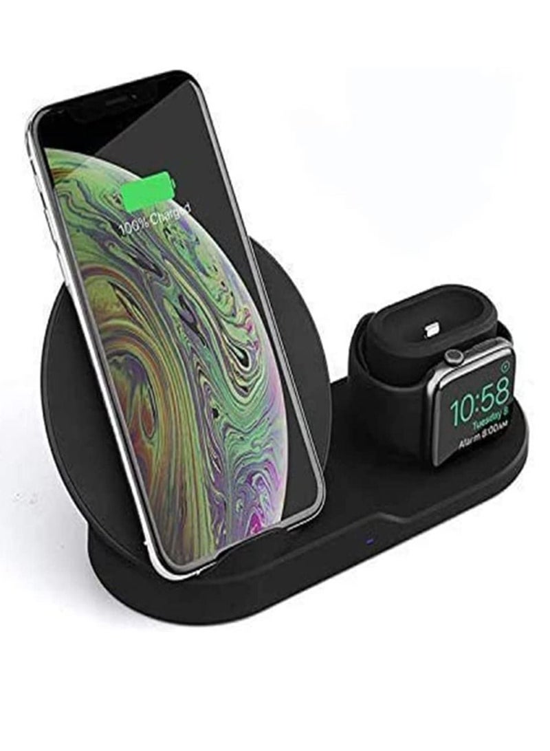 3 in 1 Wireless Charging Station Fast Dock For Qi Charger Compatible for iPhone11/Pro/X/XS/XR/Xs Max/8/8 Plus Apple Watch Series 5/4/3/2/1