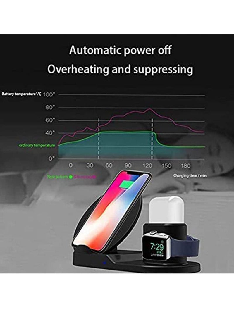 3 in 1 Wireless Charging Station Fast Dock For Qi Charger Compatible for iPhone11/Pro/X/XS/XR/Xs Max/8/8 Plus Apple Watch Series 5/4/3/2/1
