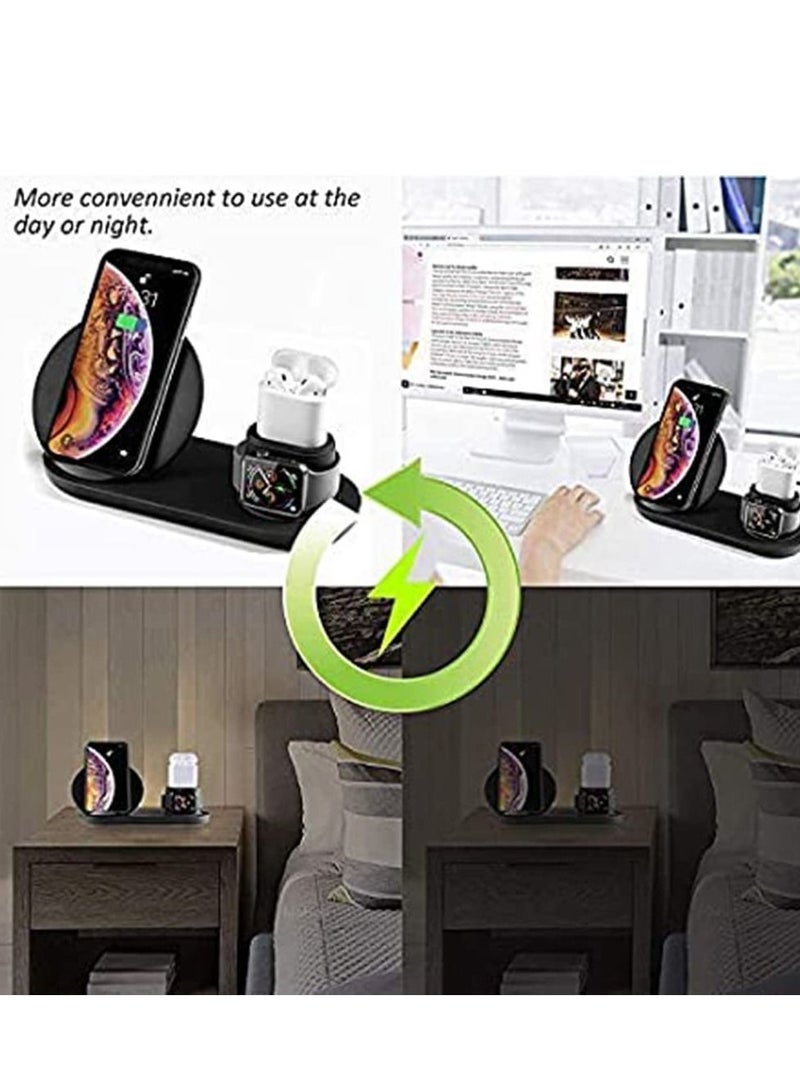 3 in 1 Wireless Charging Station Fast Dock For Qi Charger Compatible for iPhone11/Pro/X/XS/XR/Xs Max/8/8 Plus Apple Watch Series 5/4/3/2/1