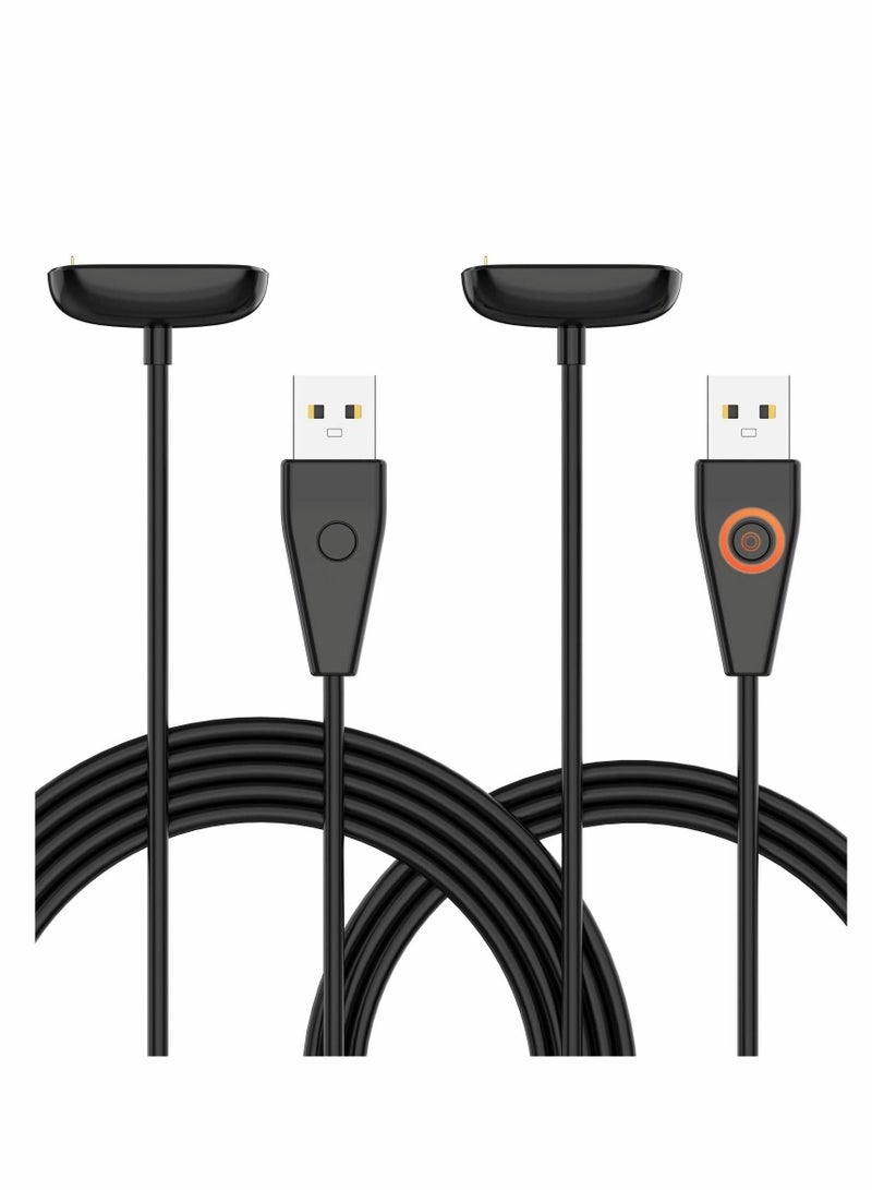 Charger Cable for Fitbit Charge 5 / Luxe, 2 Pack Upgraded Strong Magnetic Charging with Reset Button Replacement Luxe & 5, Black Cord Accessory(39.4