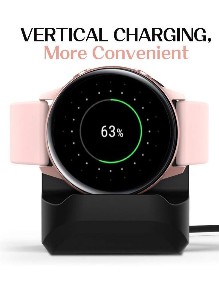 Charger Stand for Samsung Galaxy Watch 4/4 Classic, Silicone Charging Non-Slip Base Dock 3 45mm 41mm, Active 2/1 44mm 40mm (Black)