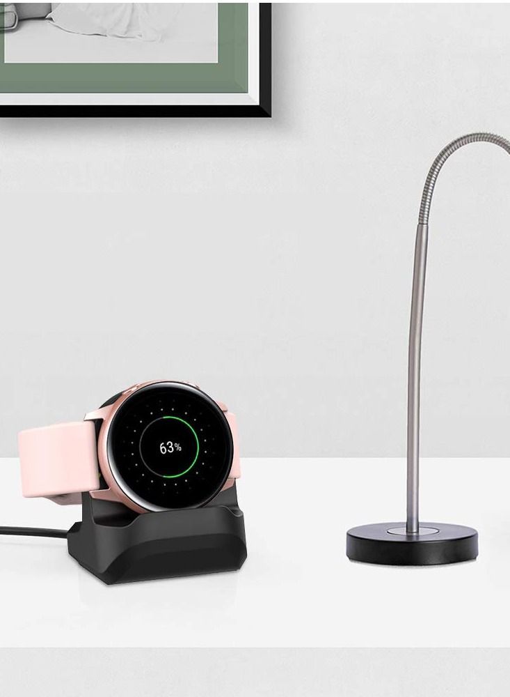 Charger Stand for Samsung Galaxy Watch 4/4 Classic, Silicone Charging Non-Slip Base Dock 3 45mm 41mm, Active 2/1 44mm 40mm (Black)