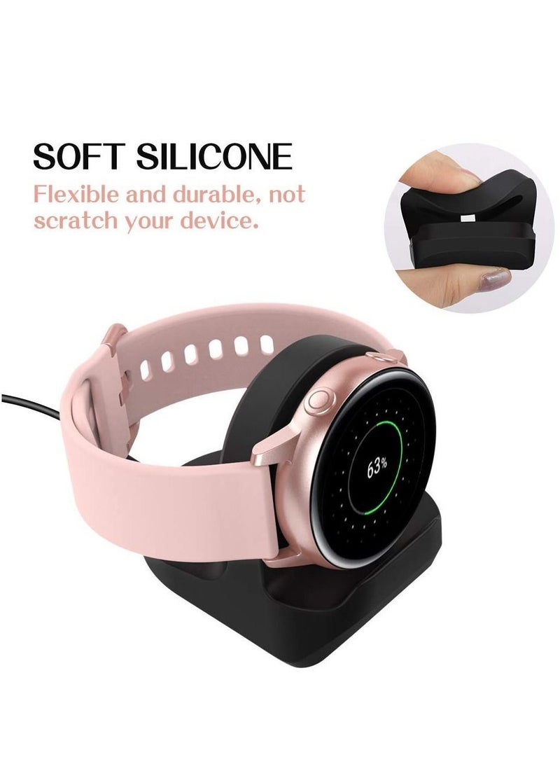 Charger Stand for Samsung Galaxy Watch 4/4 Classic, Silicone Charging Non-Slip Base Dock 3 45mm 41mm, Active 2/1 44mm 40mm (Black)