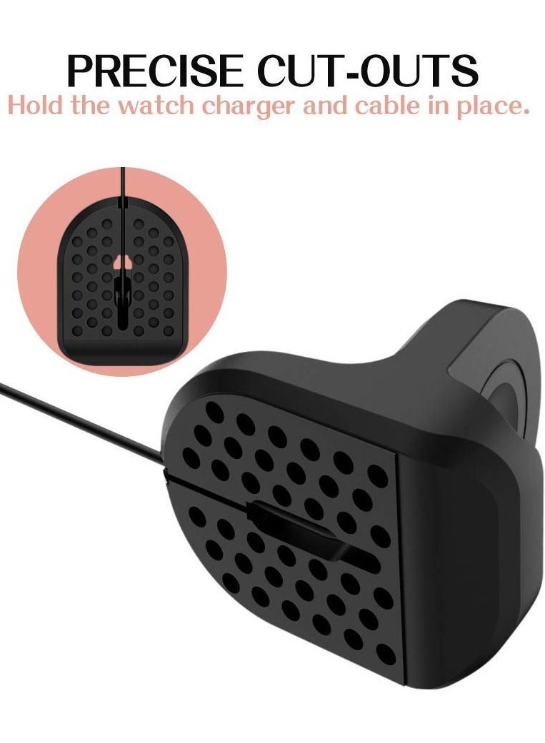 Charger Stand for Samsung Galaxy Watch 4/4 Classic, Silicone Charging Non-Slip Base Dock 3 45mm 41mm, Active 2/1 44mm 40mm (Black)