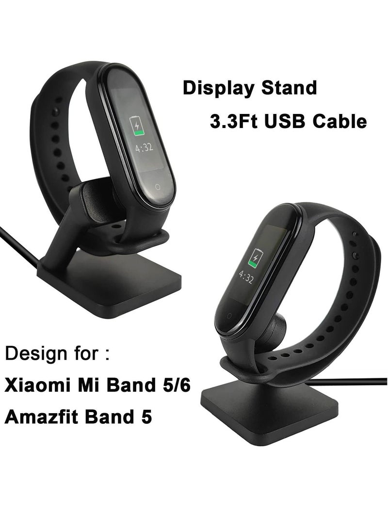 Charging Stand for Xiaomi Mi Band 5/ 6 with USB Cable Original Replacement Magnetic Dock 5 Smart Watch (Black)