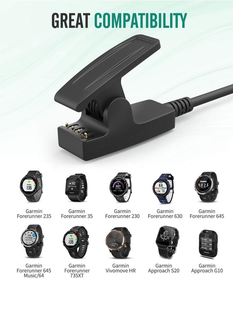 Charger for Garmin Forerunner 235/35/ 35J/ 64/230/ 630/645/ 645 Music/ 735XT/ Vivomove HR/Approach S20/ G10/ Lily Watches ，Smart Watch Replacement Charging Clip Sync Data Cable